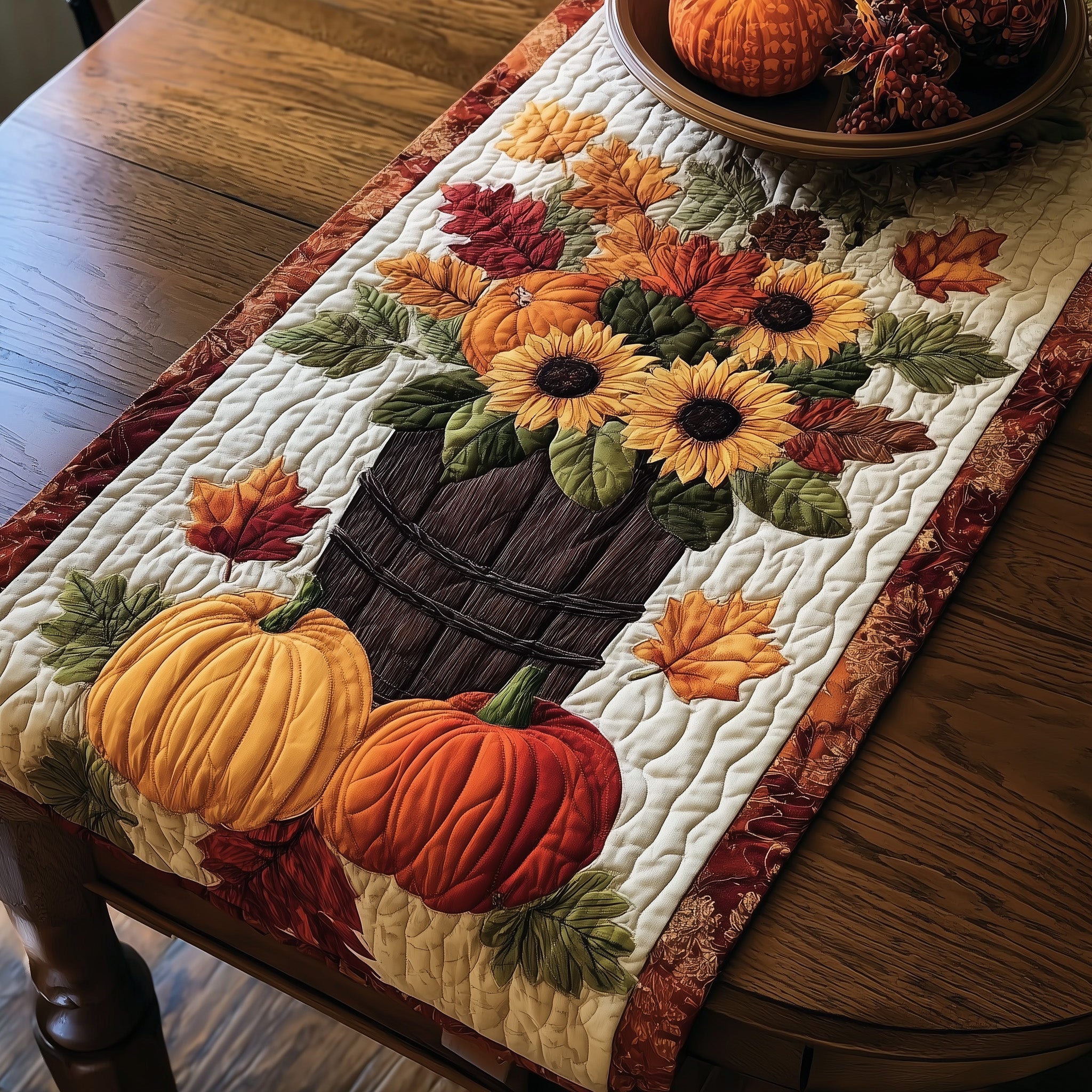 Autumn Harvest Quilted Table Runner Christmas Dining Table Runner