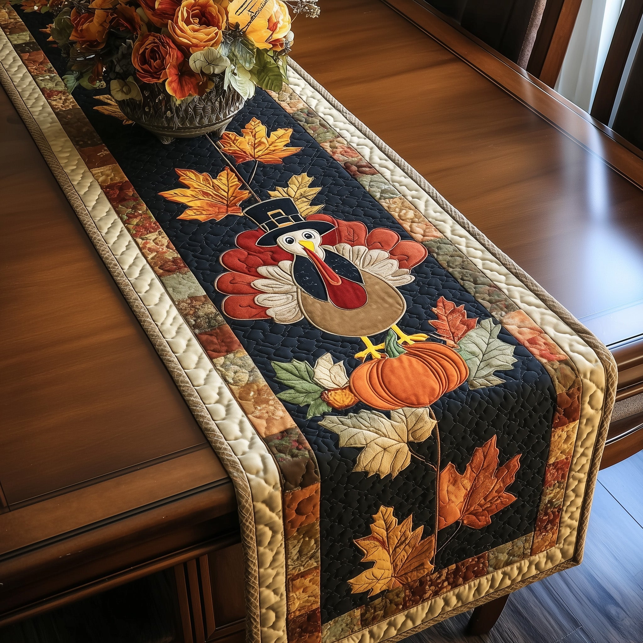 Autumn Harvest Quilted Table Runner Christmas Table Runner Decoration