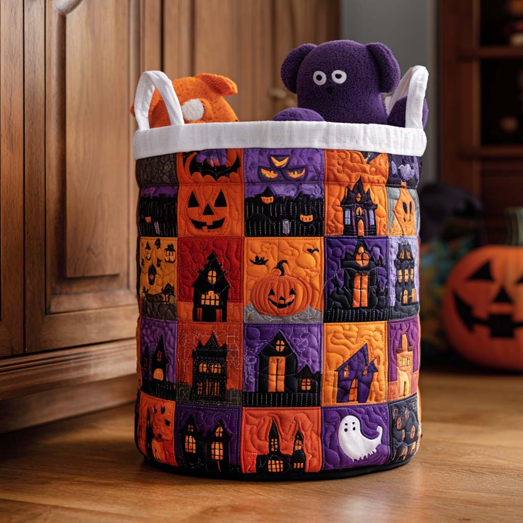 Autumn Haunt Quilted Laundry Basket Everyday Merch Choice