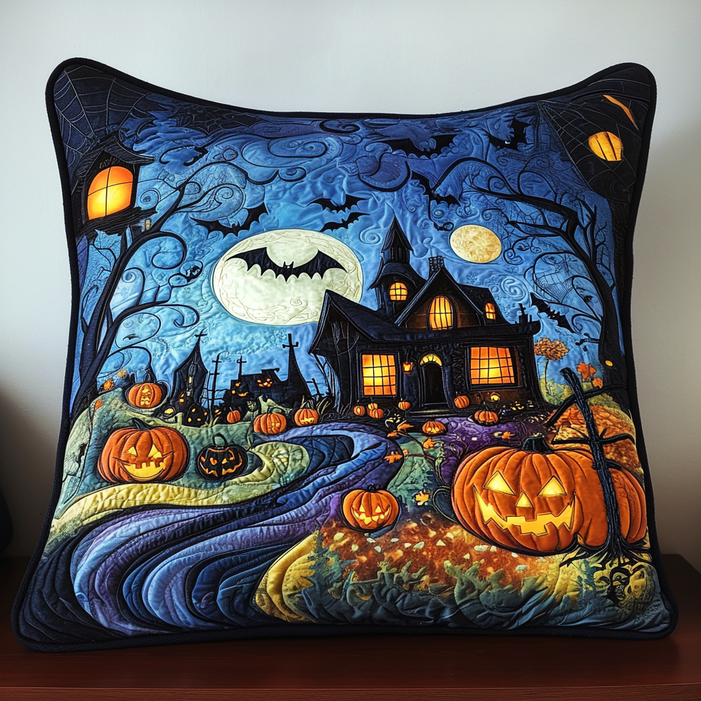 Autumn Haunt Quilted Pillow Case Holiday Pillow Covers Halloween Gifts For Adults