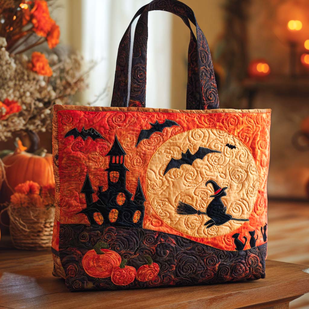 Autumn Haunt Quilted Tote Bag Spooky Gifts For Her