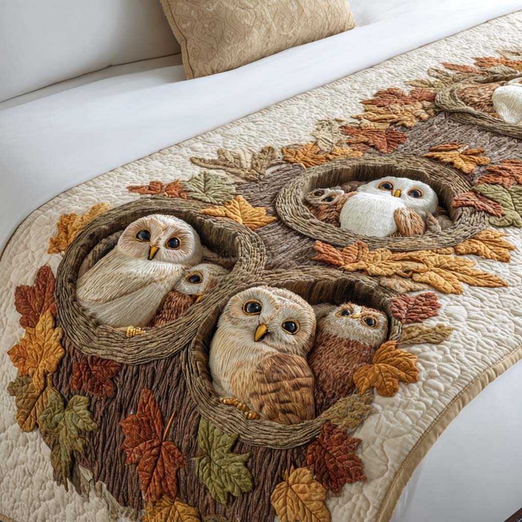 Autumn Haven Quilted Bed Runner Bed Decorations Owl Christmas Gifts
