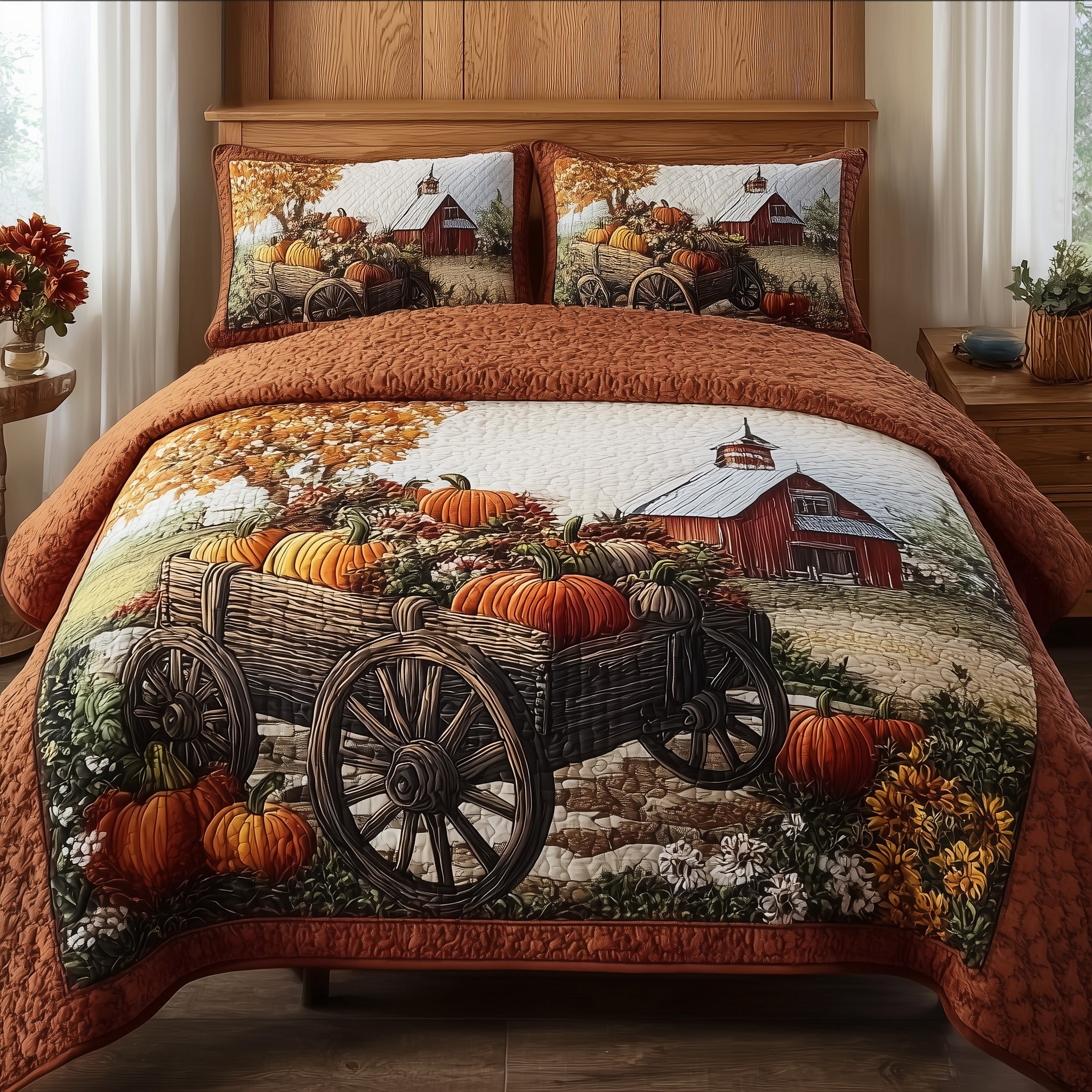 Autumn Haven Quilted Bedding Set Duvet Cover Bedspread Autumn Themed Gifts