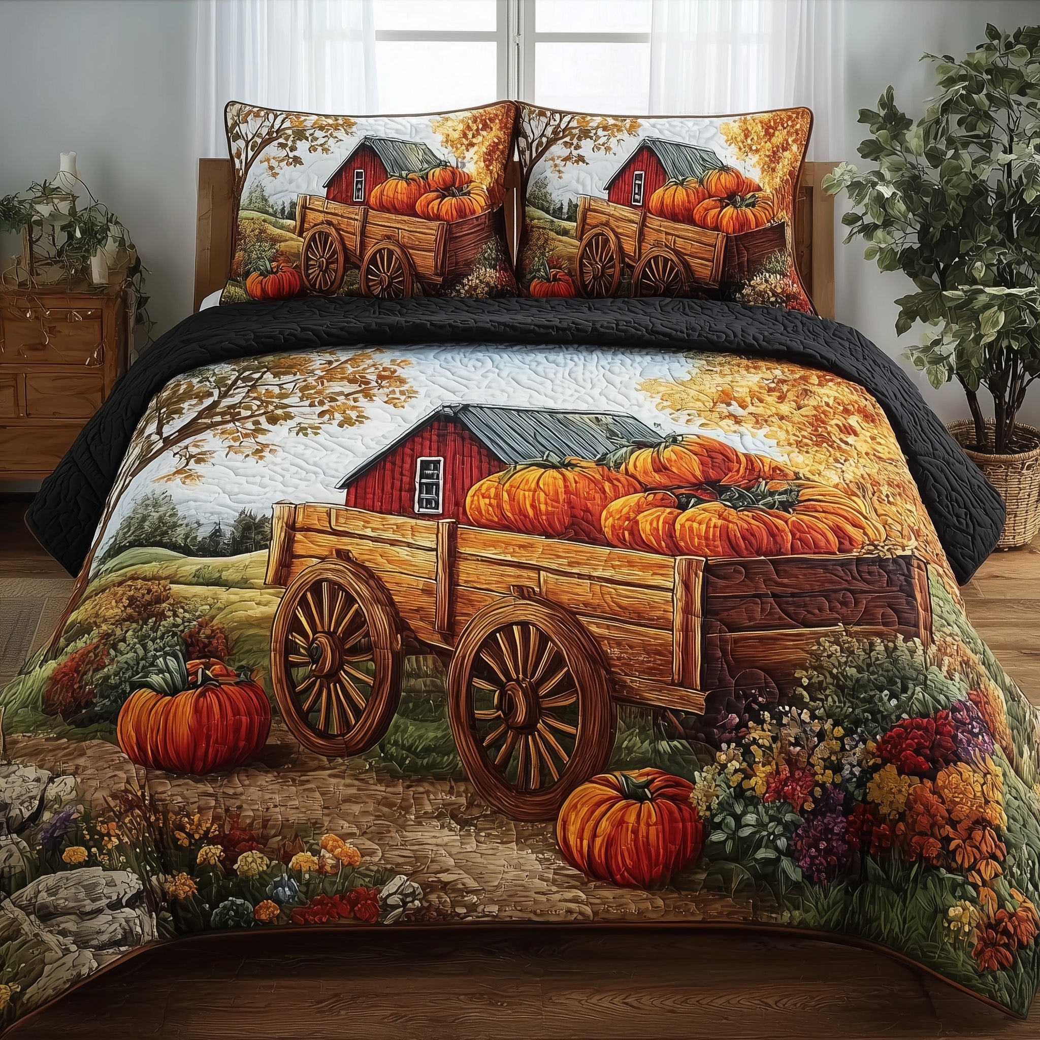 Autumn Haven Quilted Bedding Set Duvet Cover Bedspread Cute Fall Gifts For Girlfriend