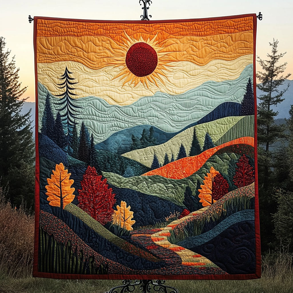 Autumn Hills Quilted Blanket Cool Throw Blanket Unique Mushroom Gifts