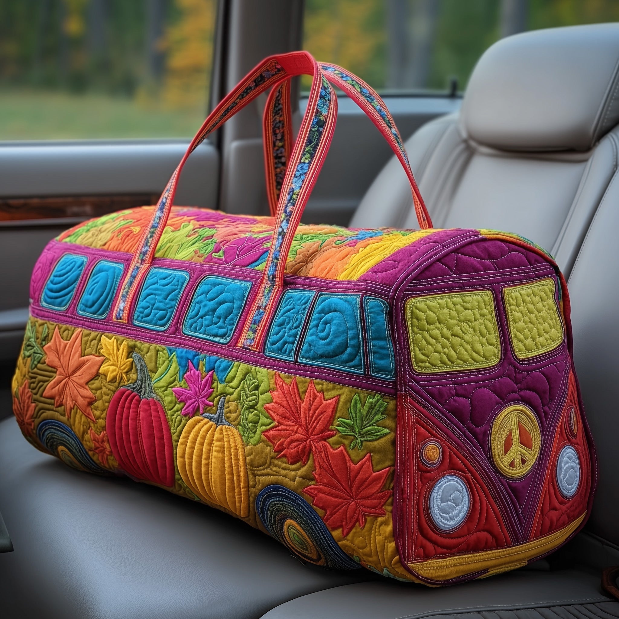 Autumn Hippe Van Quilted Duffle Bag For Everyday Use