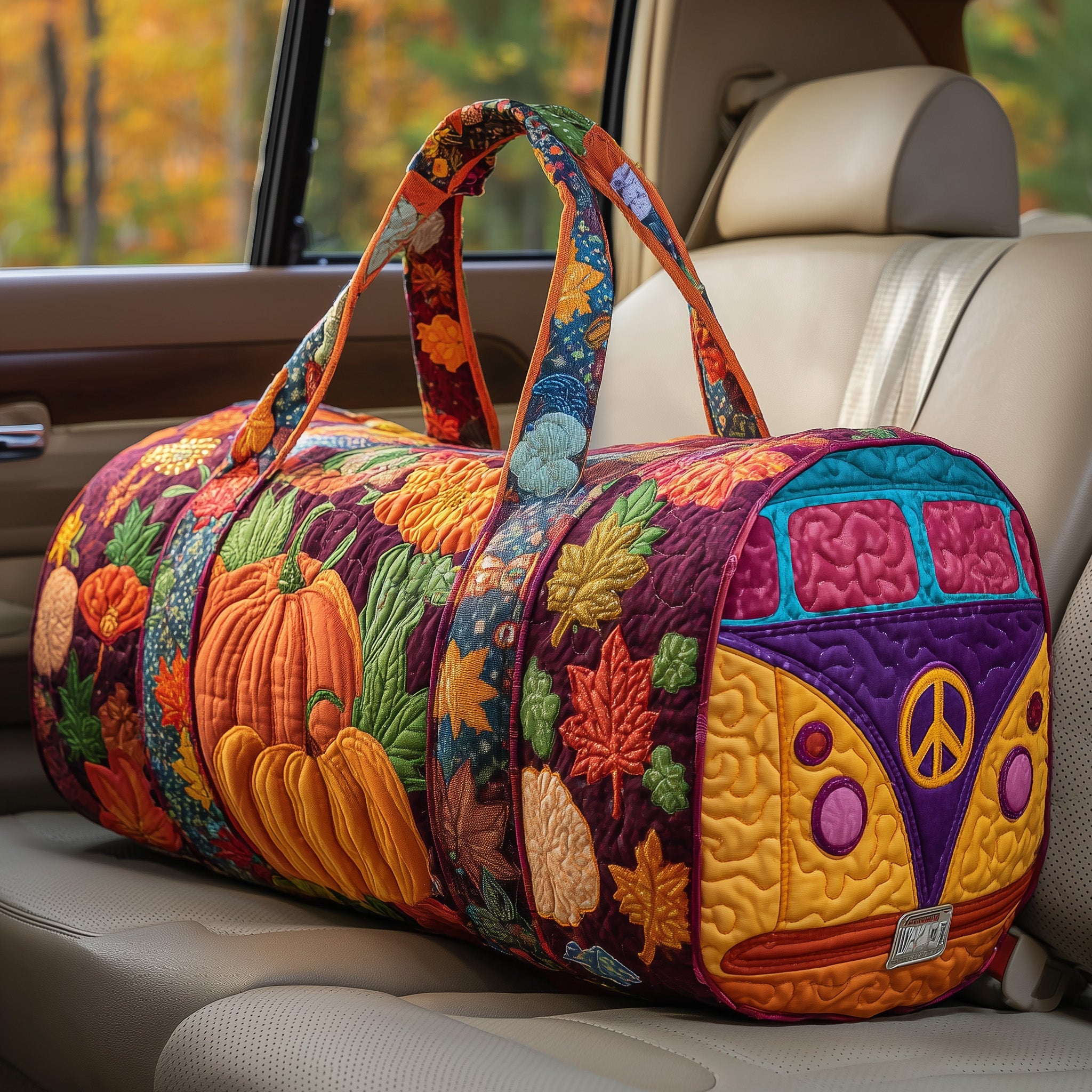 Autumn Hippe Van Quilted Duffle Bag For Work And Travel