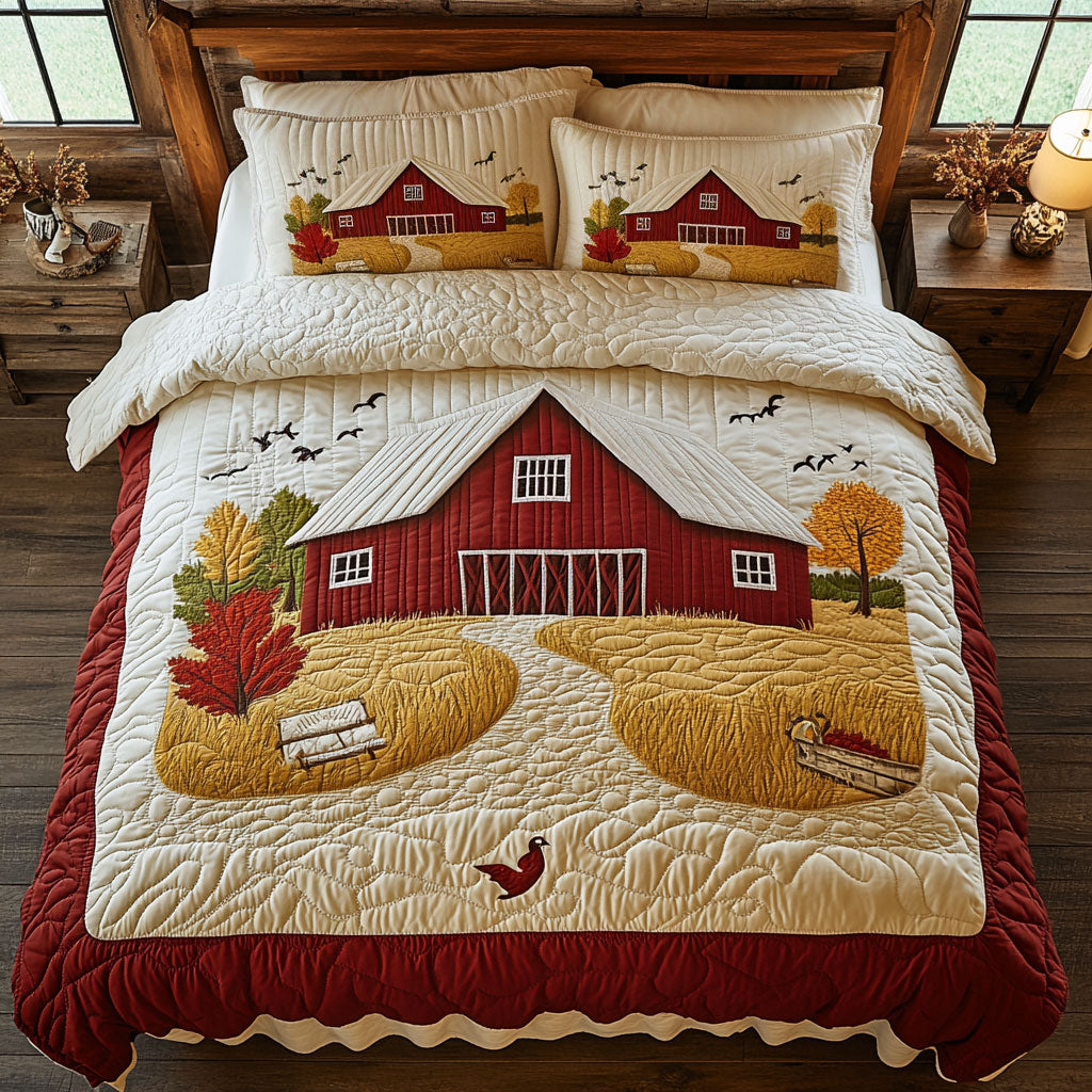 Autumn Homestead Quilted Bedding Set Duvet Cover Bedspread Xmas Gifts For Couples