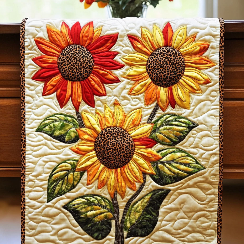 Autumn Horizon Quilted Table Runner Dinner Table Decor Gifts For Sunflower Lovers