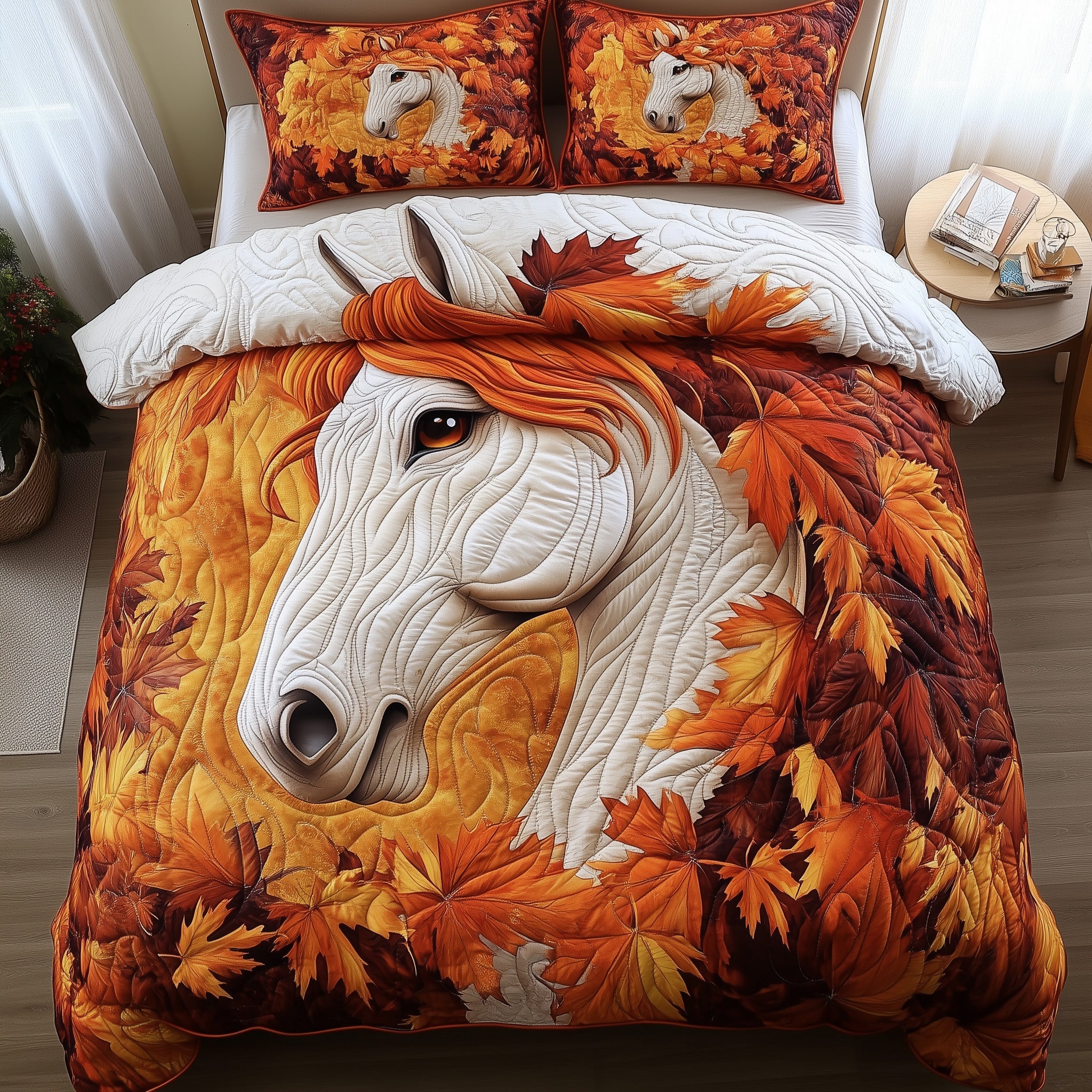 Autumn Horse Duvet Cover Set Merch For Family