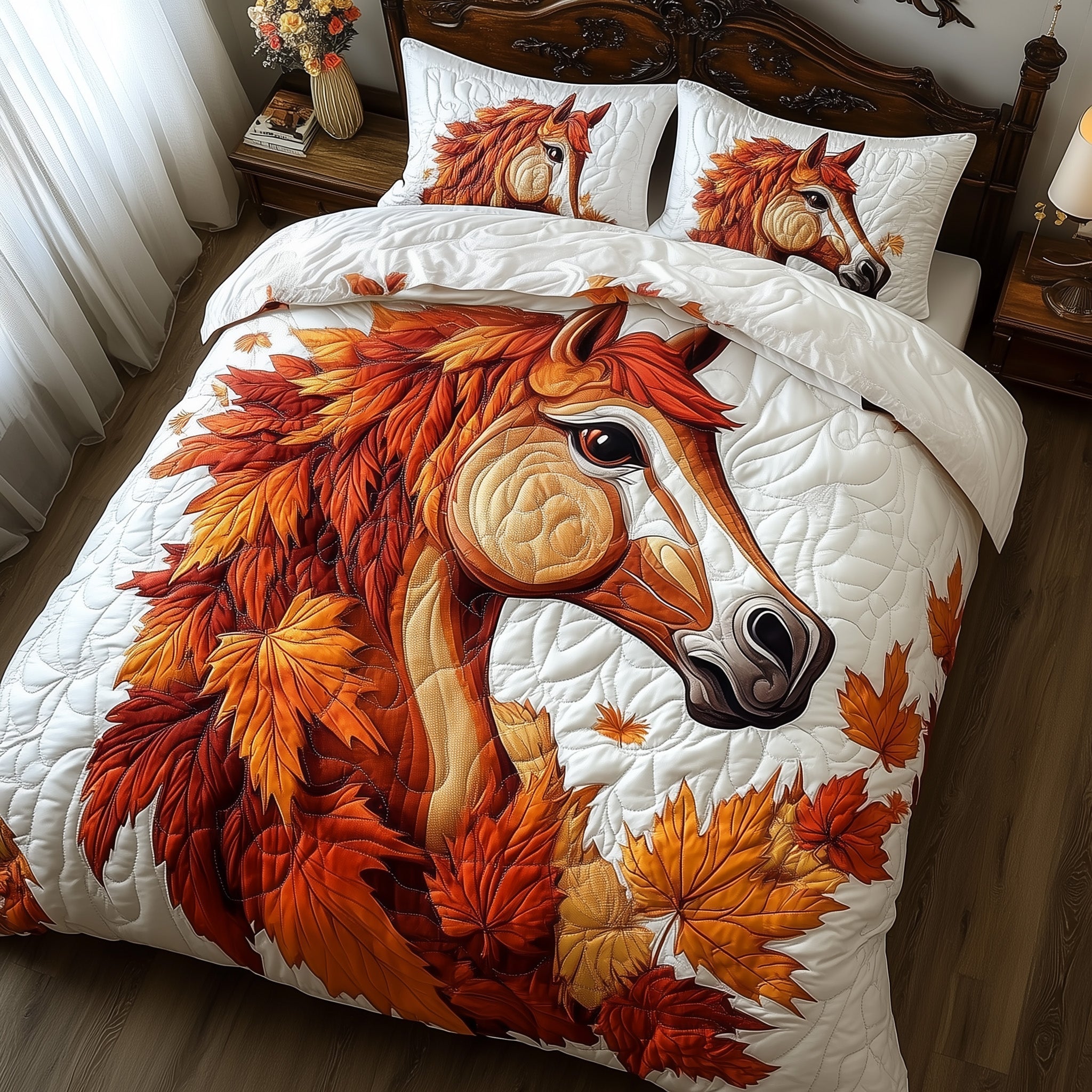 Autumn Horse Duvet Cover Set Summer Merch Vibes