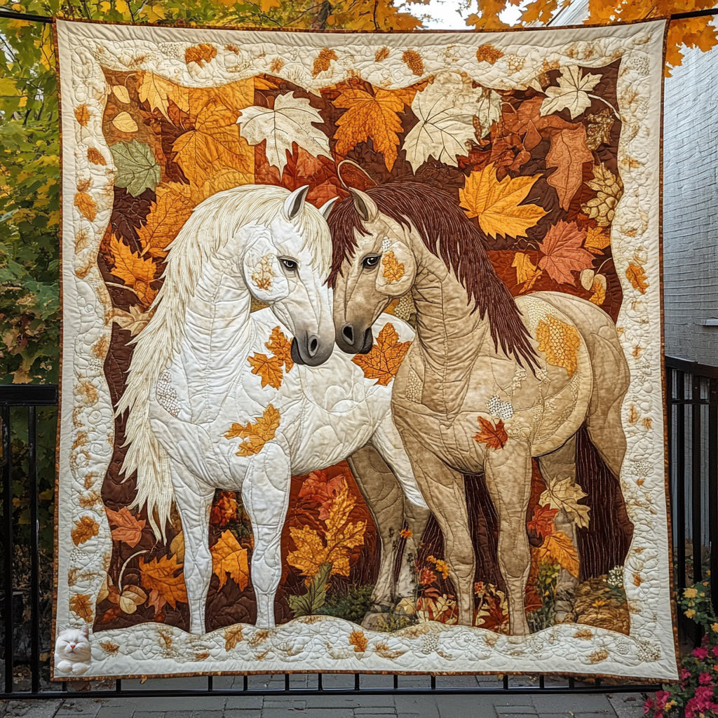Autumn Horse Holiday Christmas Quilt Blanket Best Presents For Grandmas Birthday