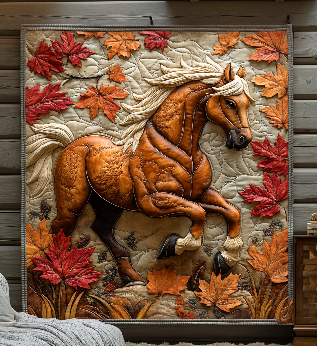 Autumn Horse Quilted Blanket Equestrian Birthday Gifts