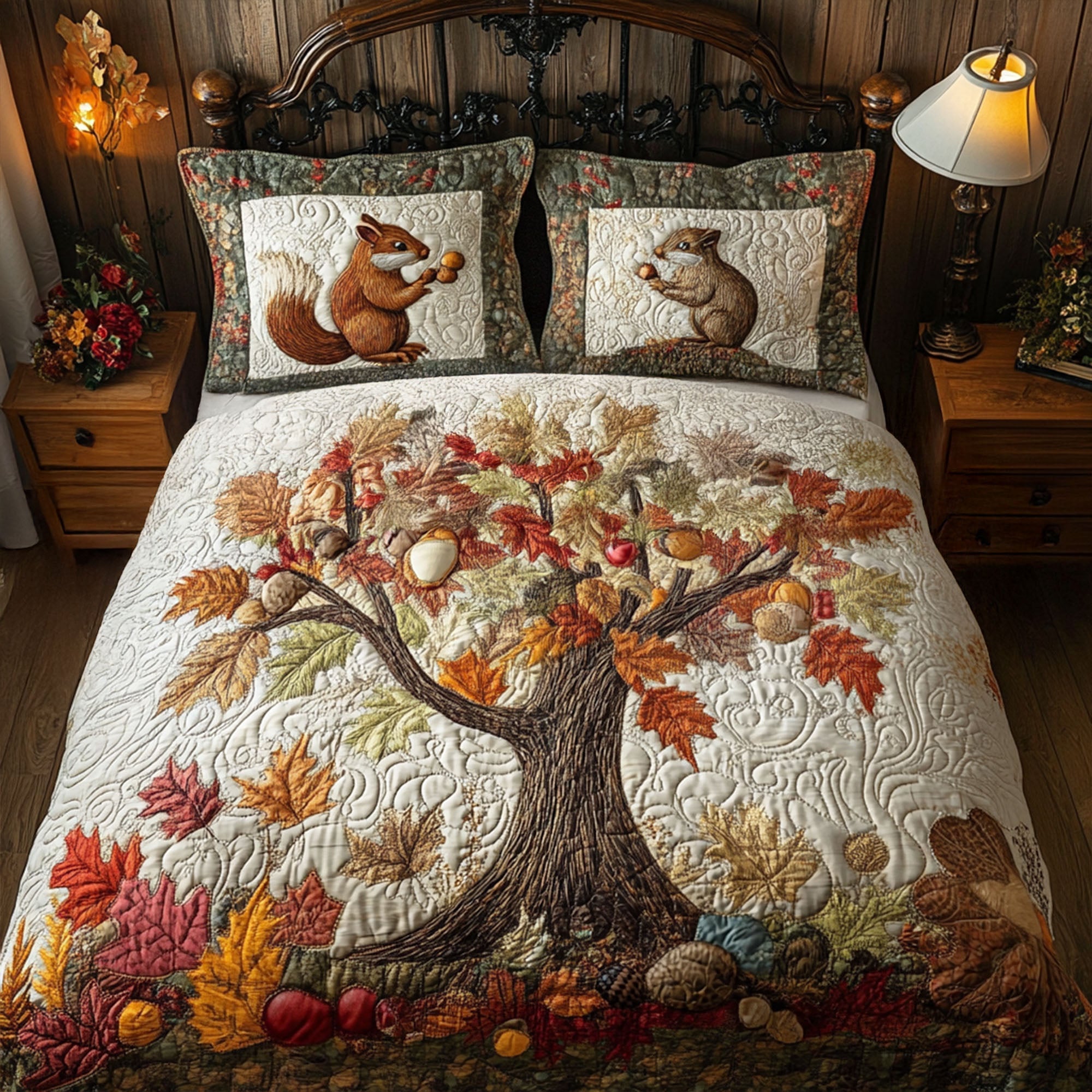 Autumn in the Woods Quilted Bedding Set Bed Decor Ideas Fall Autumn Season Gifts