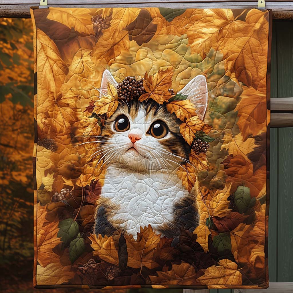 Autumn Kitten Quilted Blanket Cat Gifts For Cat Lovers