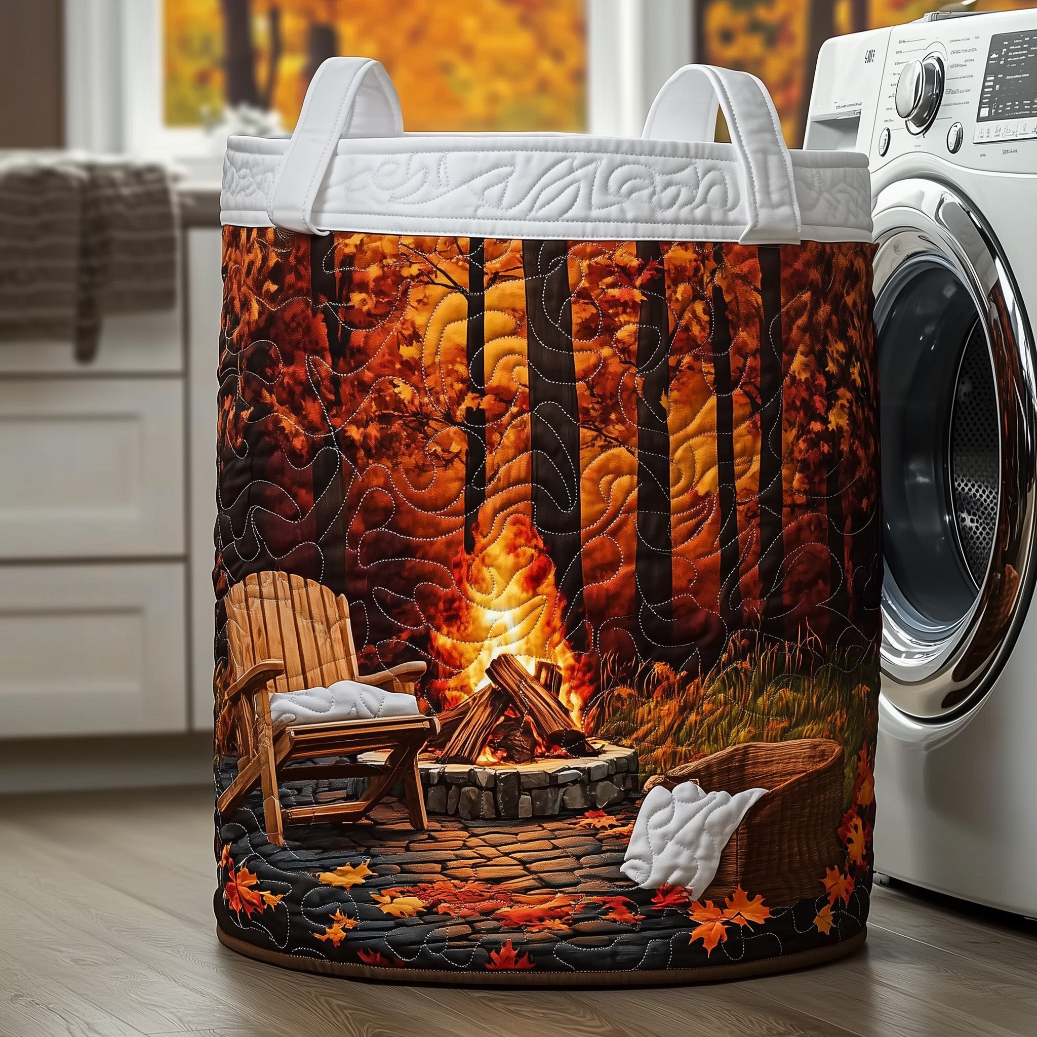 Autumn Landscape Quilted Laundry Basket Merch For Him