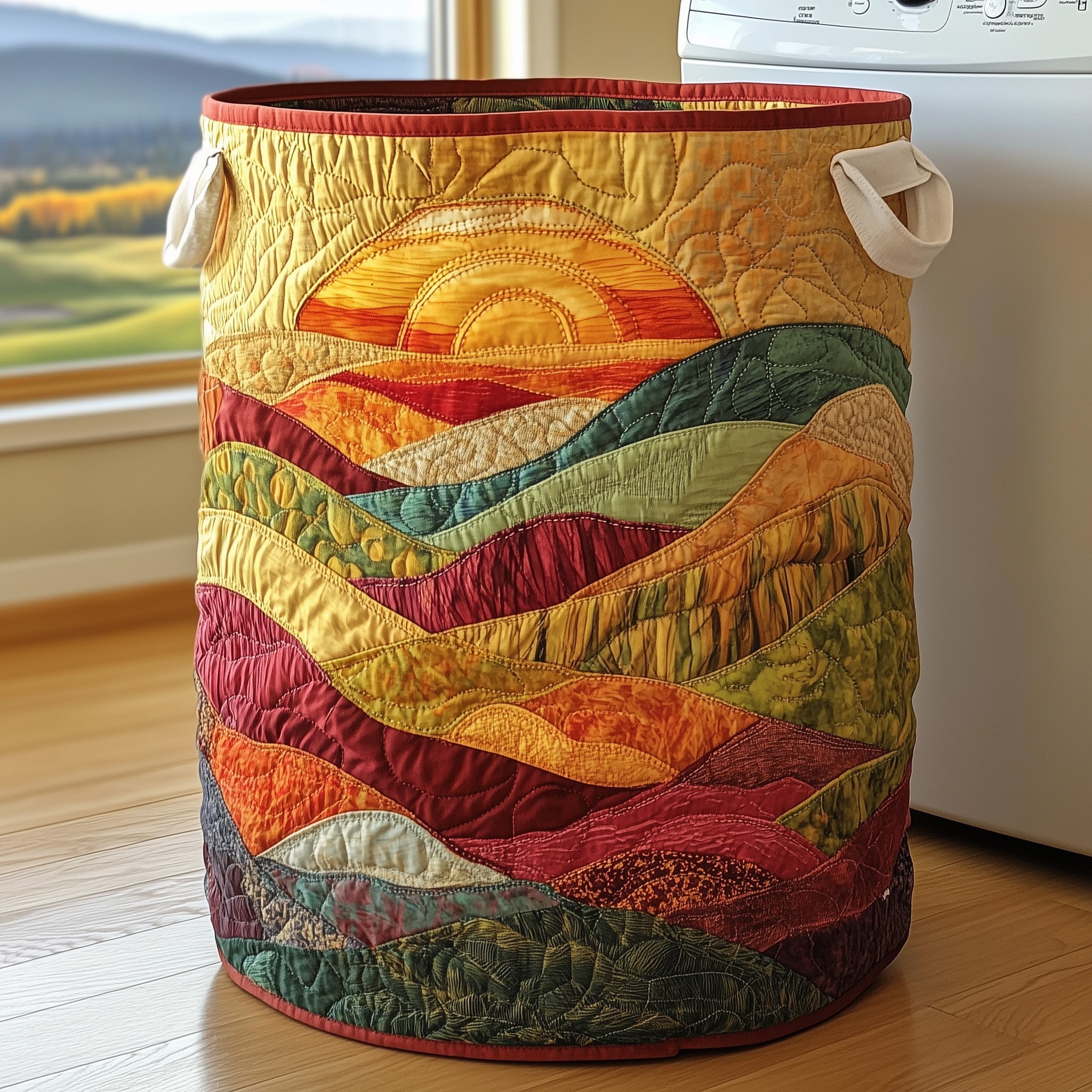 Autumn Landscape Quilted Laundry Basket Winter Merch Essentials