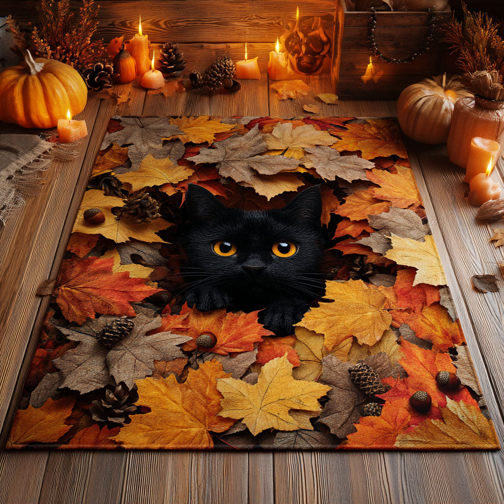 Autumn Leaf Cat Area Rug Living Room Rugs Useful Gift for Mom