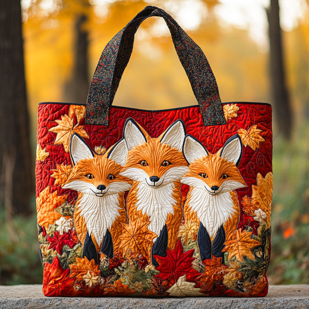 Autumn Leaf Fox Quilted Tote Bag Gift For A Sister In Law For Christmas