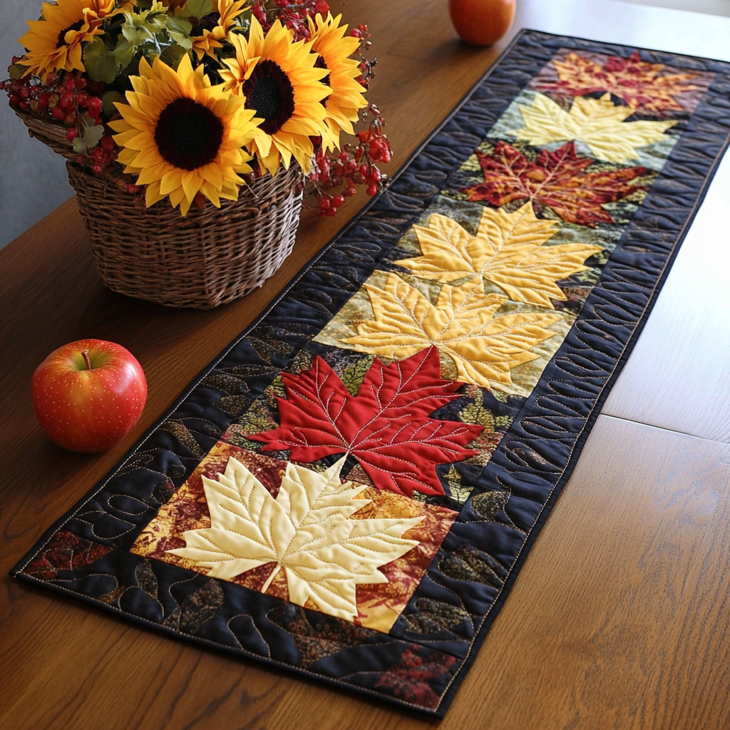Autumn Leaf Magic Quilted Table Runner Autumn Table Runner Useful Gifts For Mom