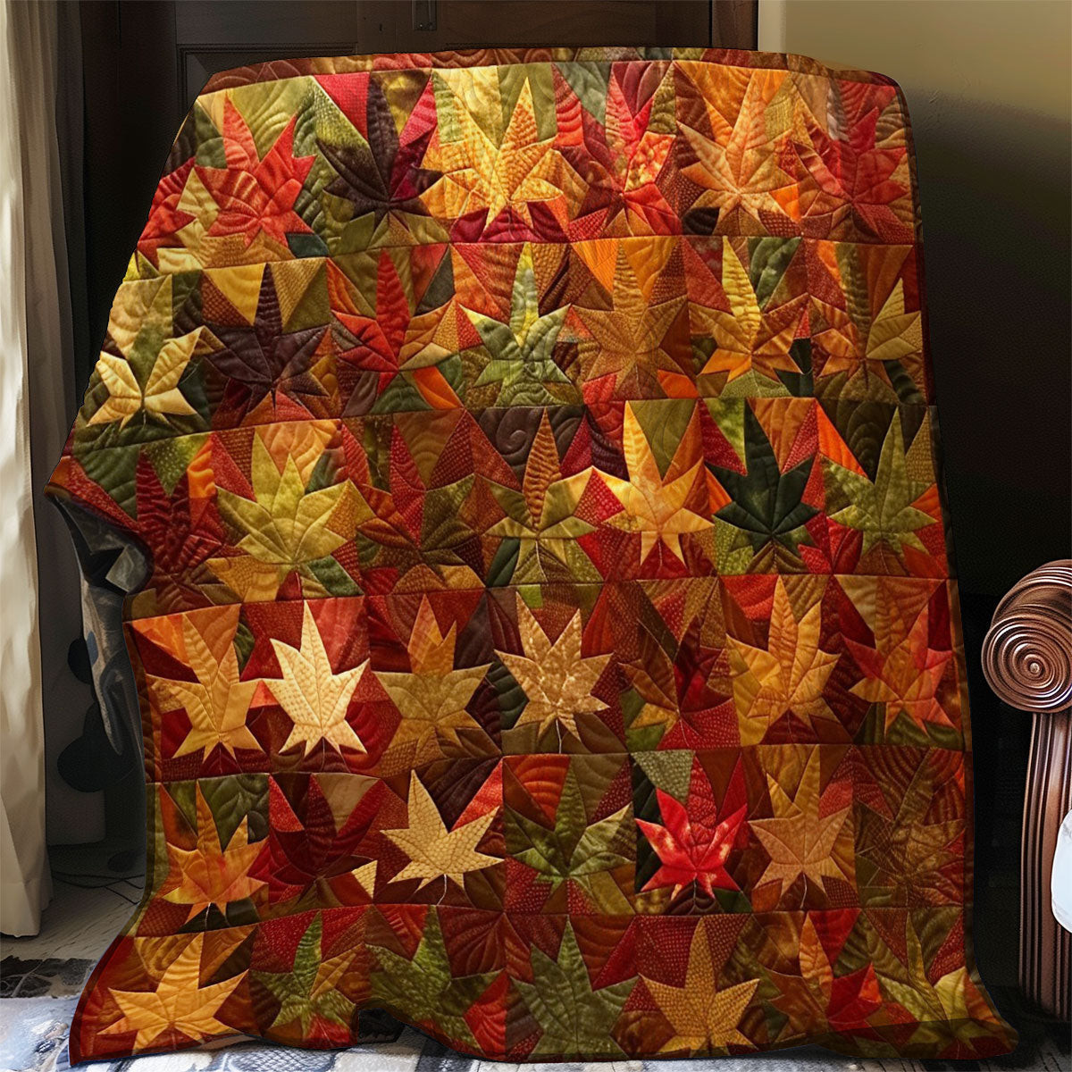 Autumn Leaves Quilt Blanket King Size Throw Blanket Fathers Day Gifts For Husband