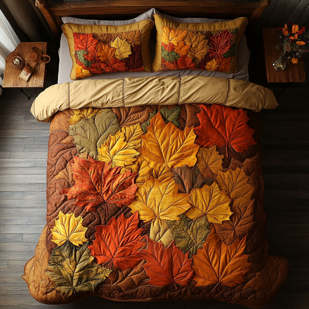 Autumn Leaves Quilted Bedding Set Bedroom Decor Ideas Autumn Inspired Gifts