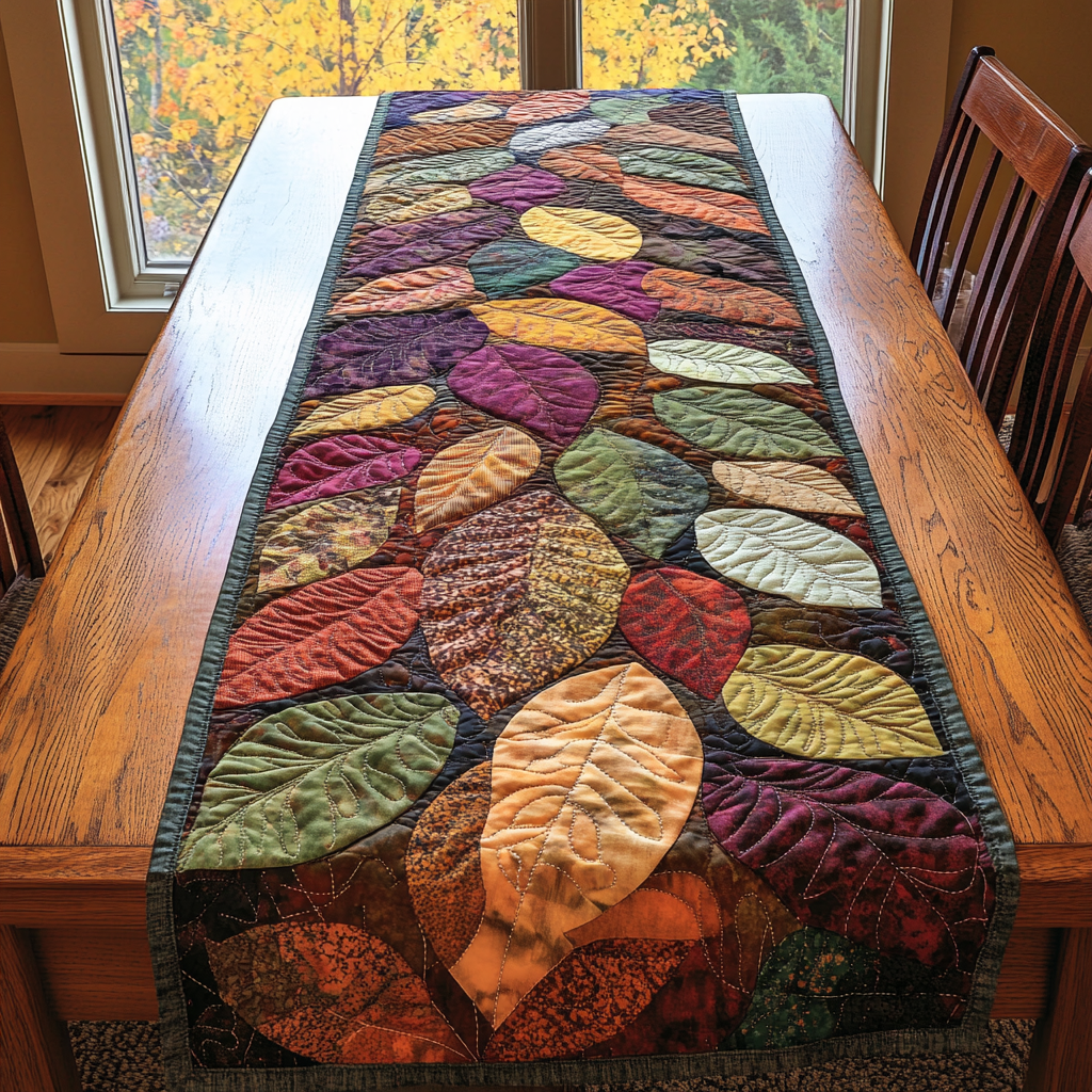 Autumn Leaves Quilted Table Runner Autumn Table Runner Gifts For Family
