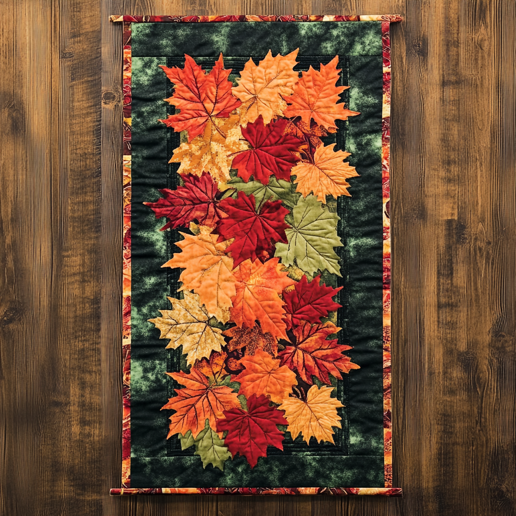 Autumn Leaves Whisper Quilted Table Runner Autumn Table Runner Gifts For Mother In Law