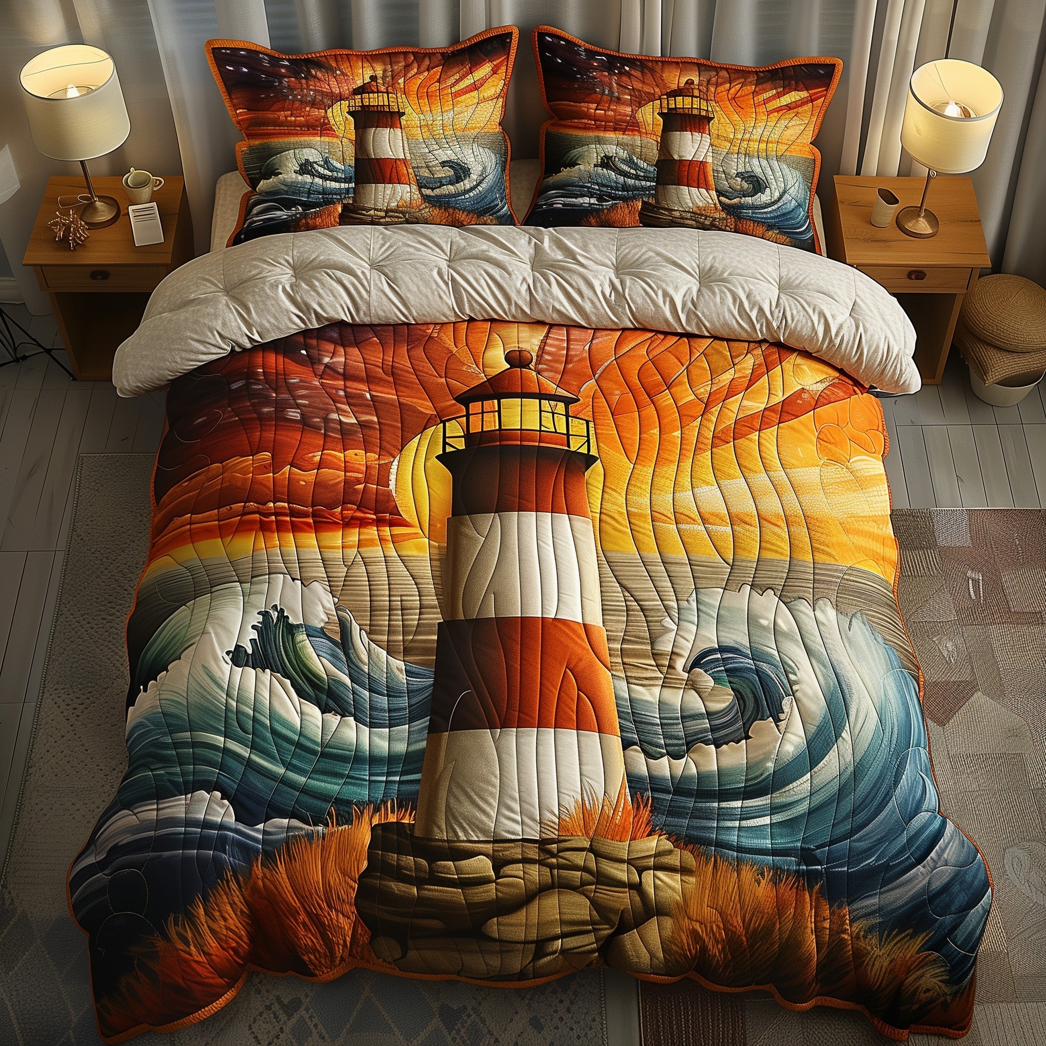 Autumn Lighthouse Duvet Cover Set Everyday Merch Choice