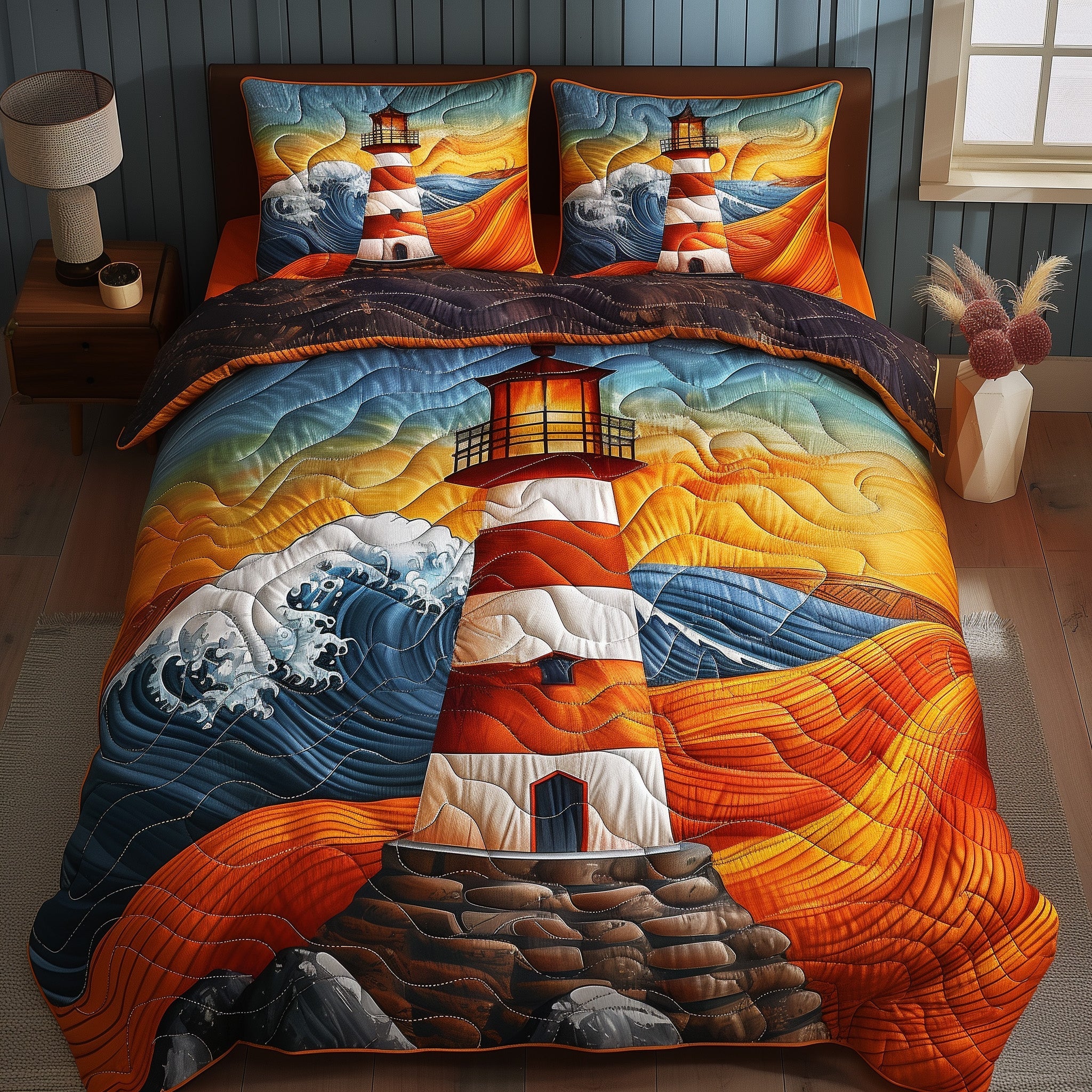 Autumn Lighthouse Duvet Cover Set Fall Merch Pick