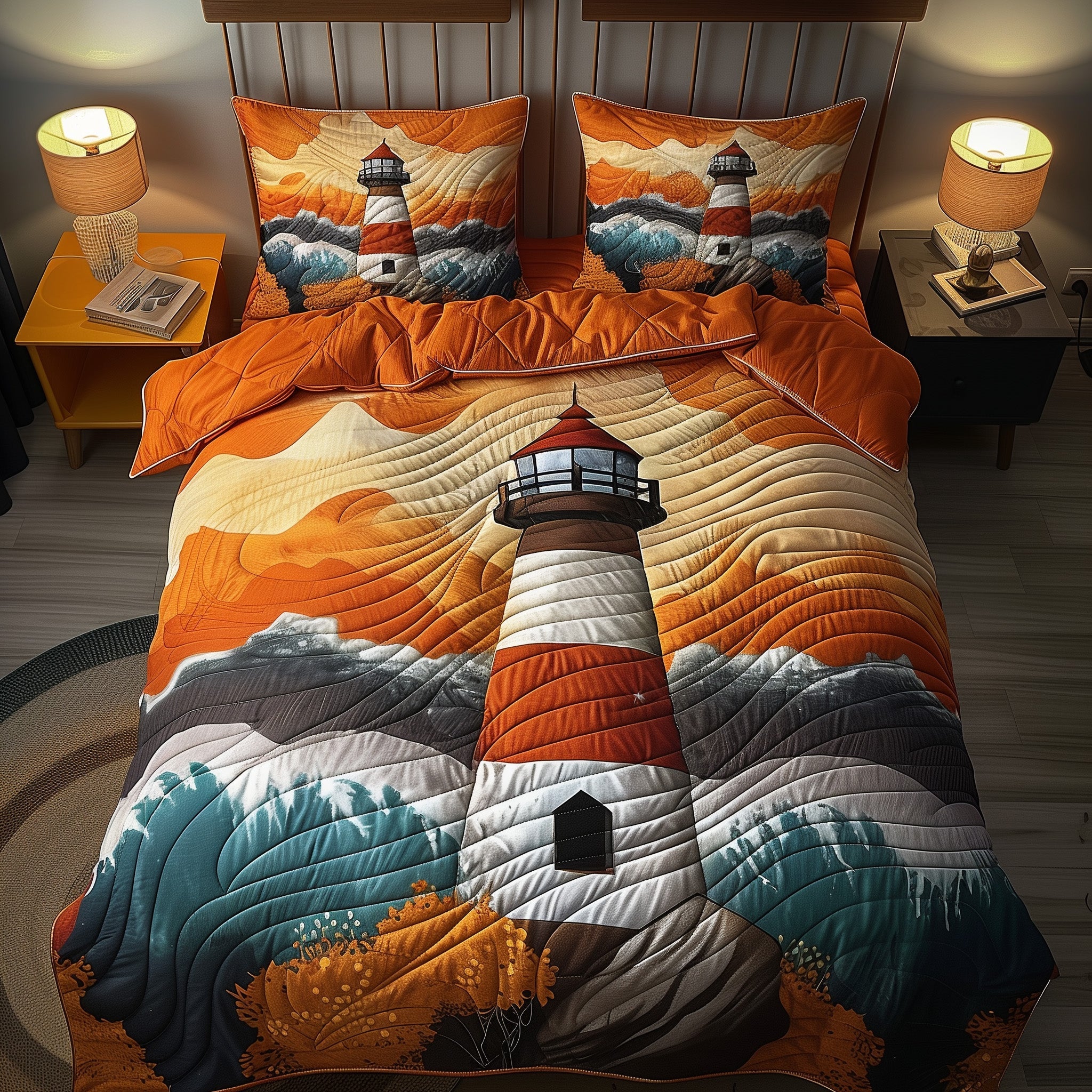 Autumn Lighthouse Duvet Cover Set Spring Merch Pick