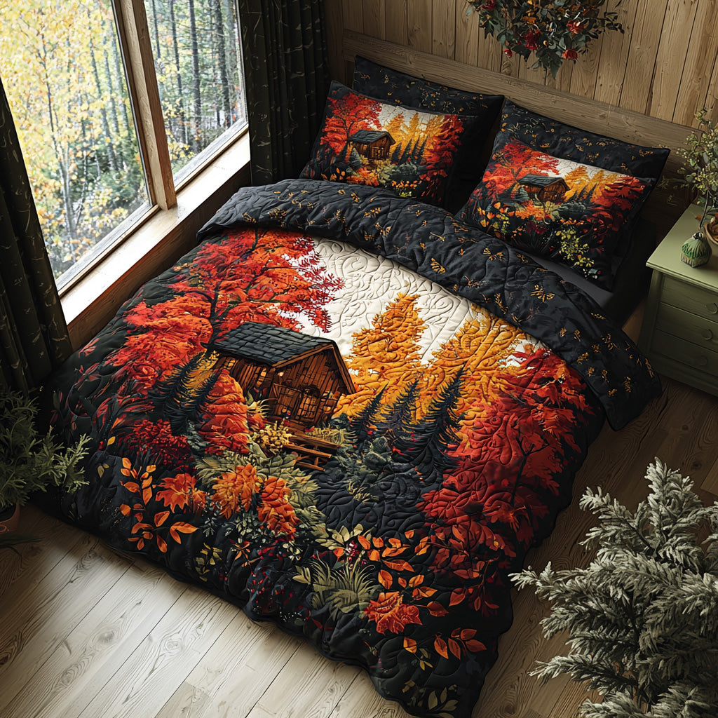 Autumn Log Cabin Echo Quilted Bedding Set Bed Decor Ideas Gift For Mid Autumn Festival