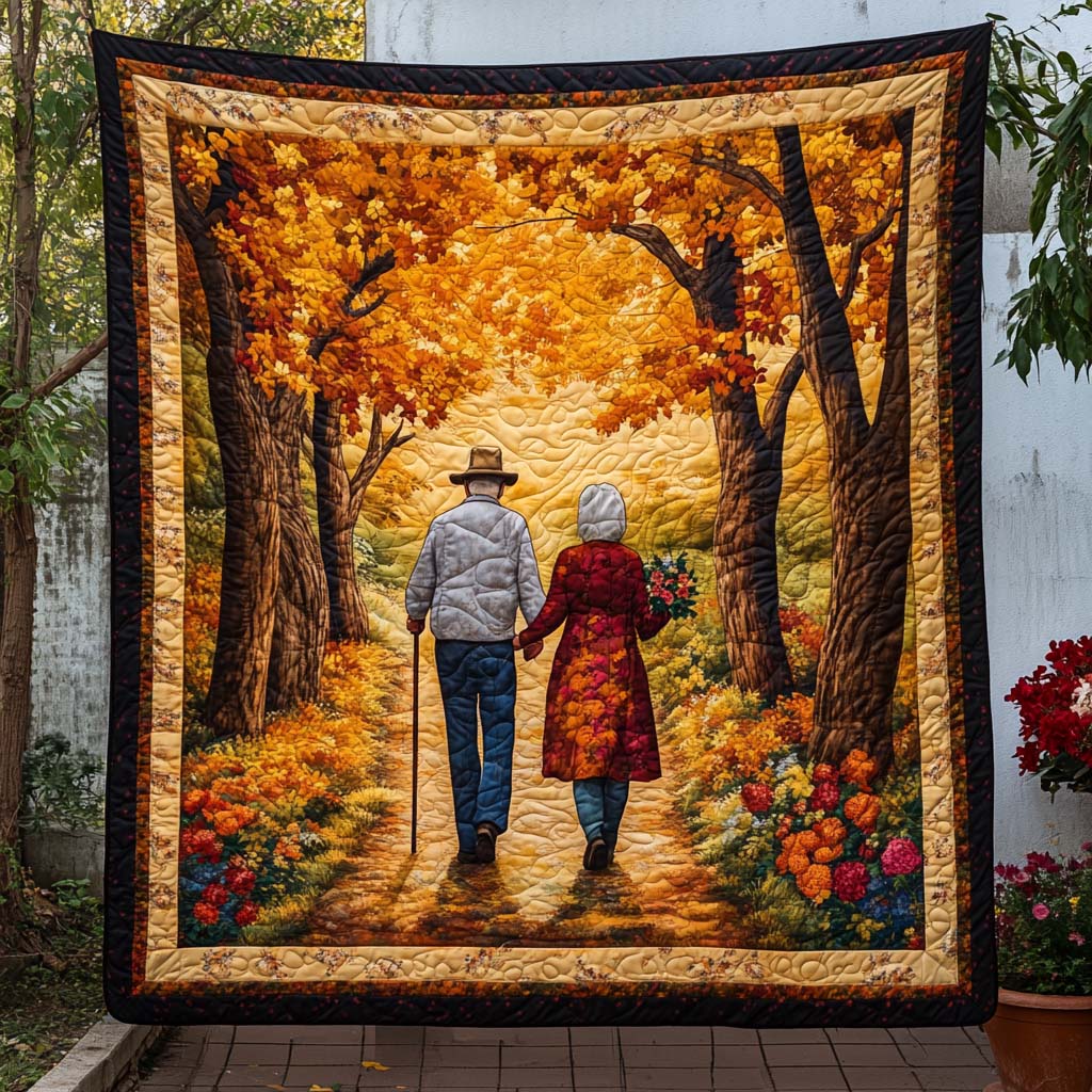 Autumn Love Quilted Blanket Cute Cozy Blankets Christmas Gifts For Couples