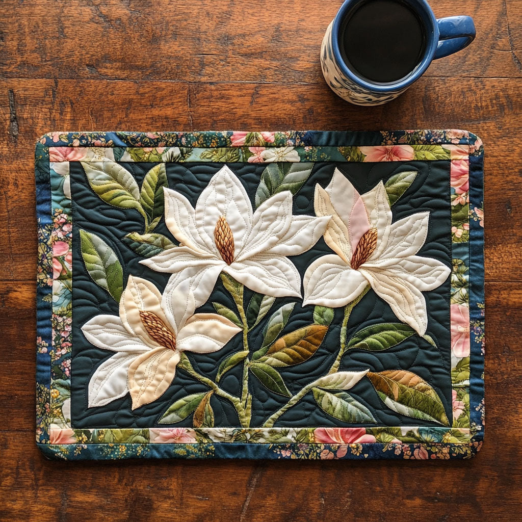 Autumn Magnolia Quilted Placemat Christmas Kitchen Decor Christmas Floral Gifts
