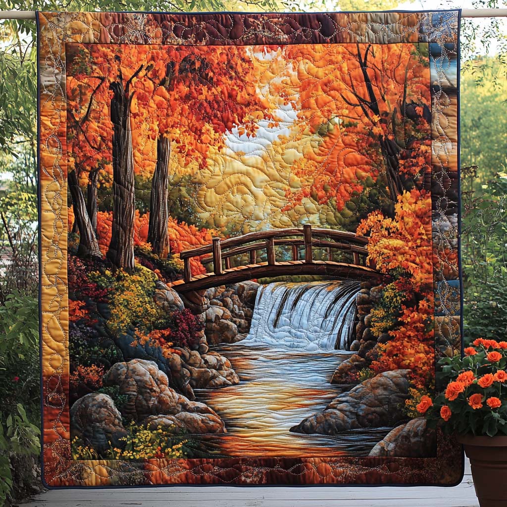 Autumn Maple Path Quilted Blanket Autumn Throw Blanket Great Family Gifts For Christmas