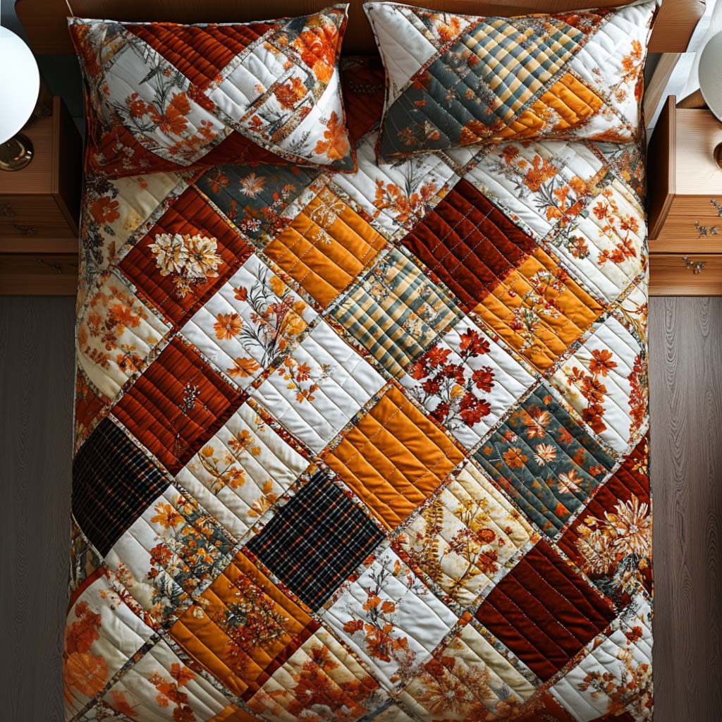 Autumn Meadow Bloom Quilted Bedding Set Bed Decorations Good Fall Gifts