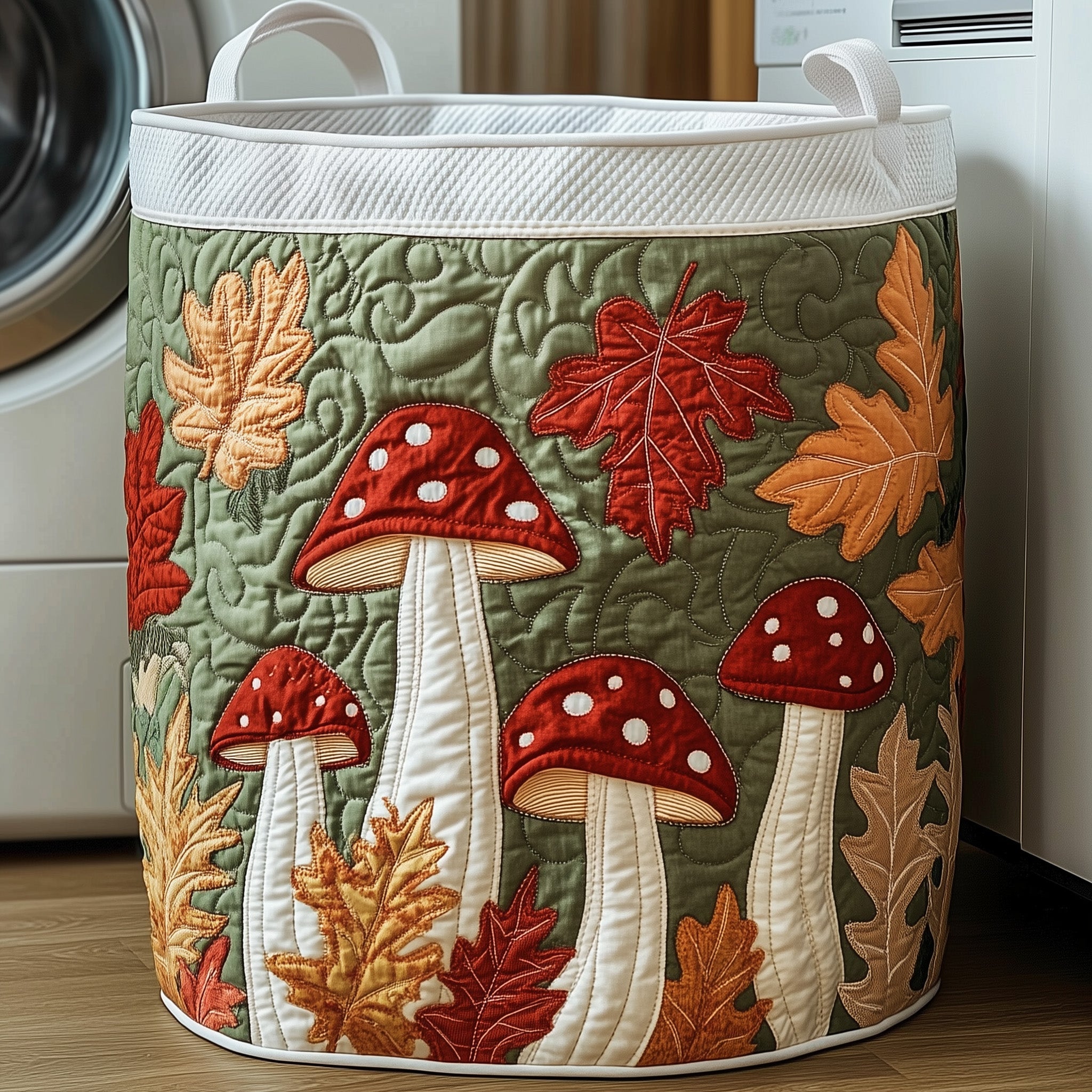 Autumn Mushroom Quilted Laundry Basket Foldable Basket Storage Gifts For Mushroom Enthusiasts