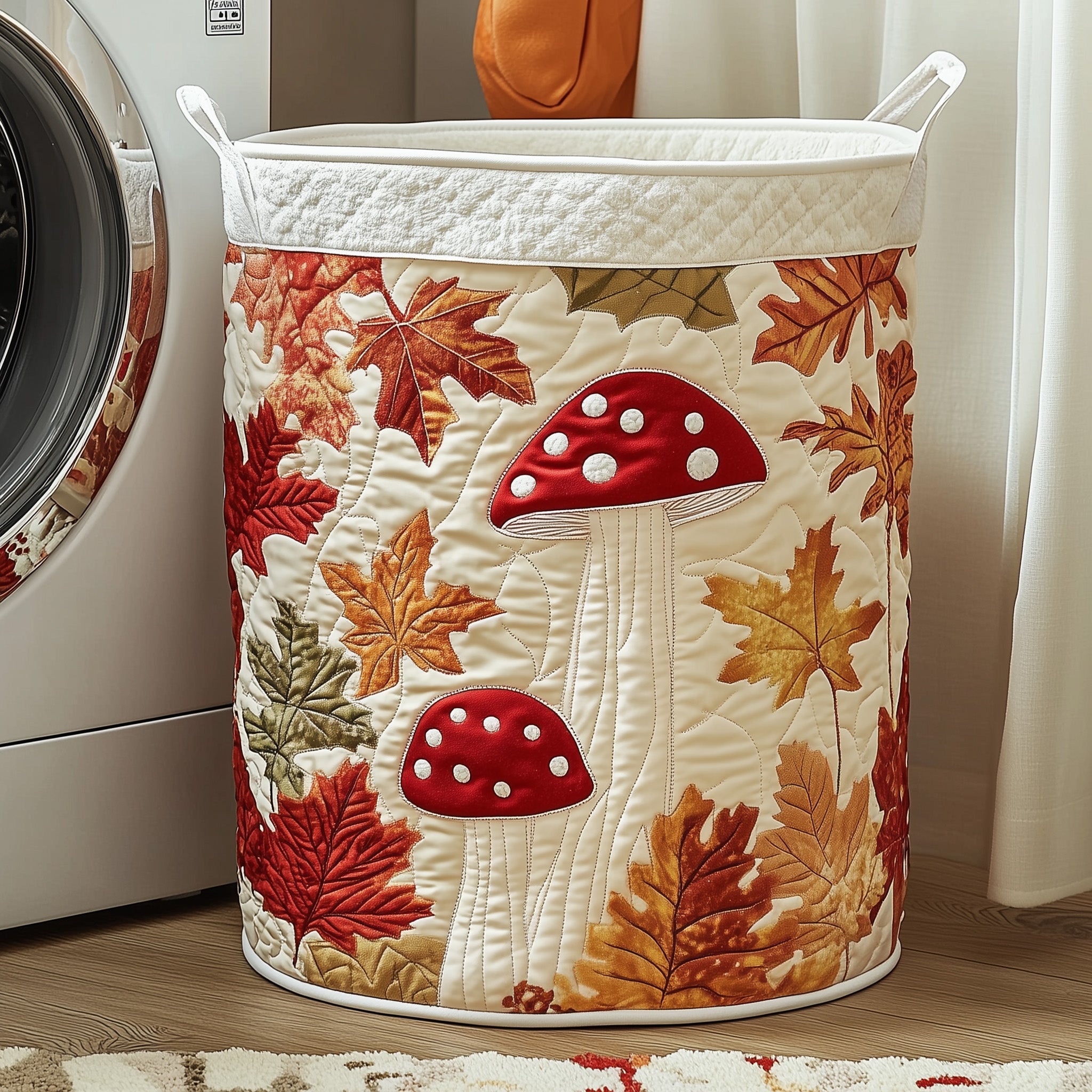 Autumn Mushroom Quilted Laundry Basket Foldable Basket Storage Gifts For Mushroom Lovers