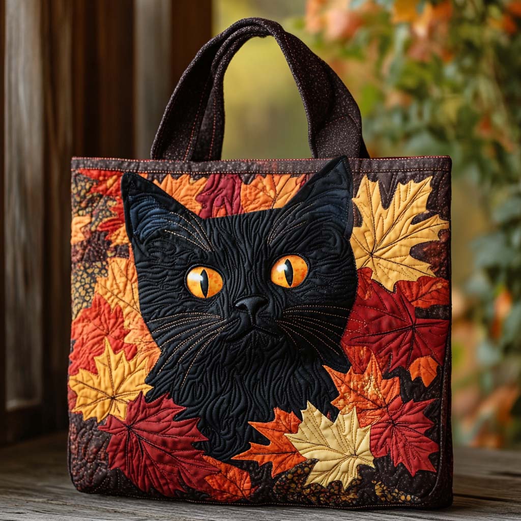 Autumn Noir Cat Quilted Tote Bag Christmas Gift Ideas For Him