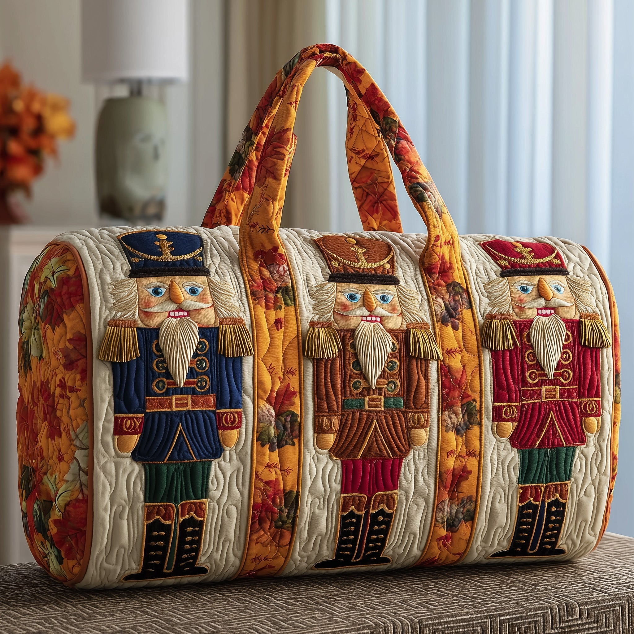 Autumn Nutcrackers Quilted Duffle Bag For Daily Commute