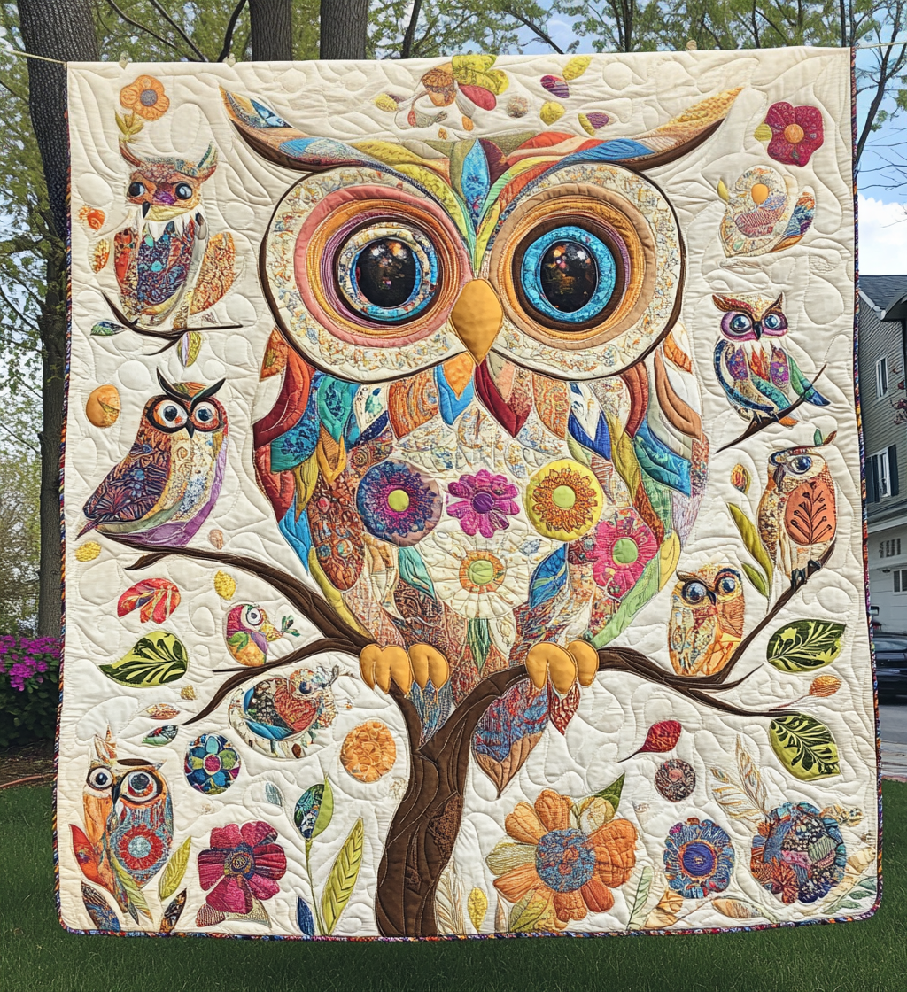 Autumn Owl Quilted Blanket Gift For Owl Lover