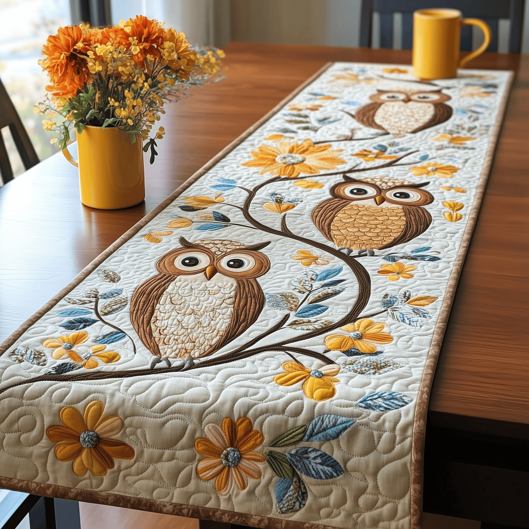 Autumn Owl Symphony Quilted Table RunnerMerchandise Owl Christmas Presents