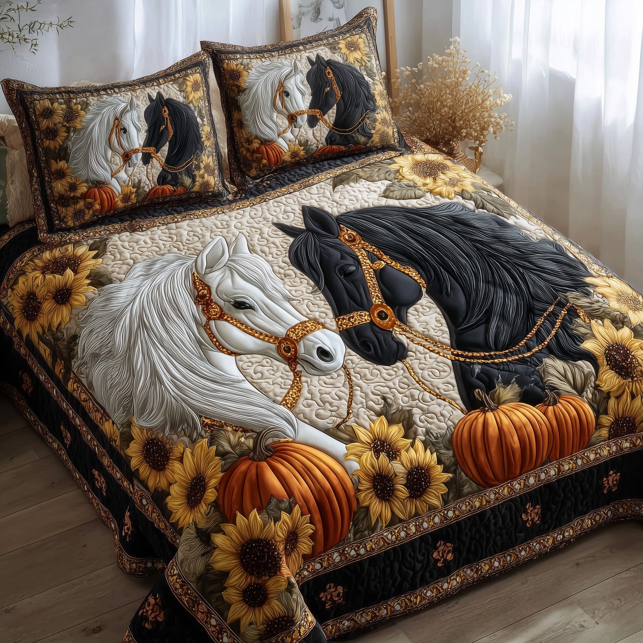 Autumn Pasture Gallop Quilted Bedding Set Modern Design