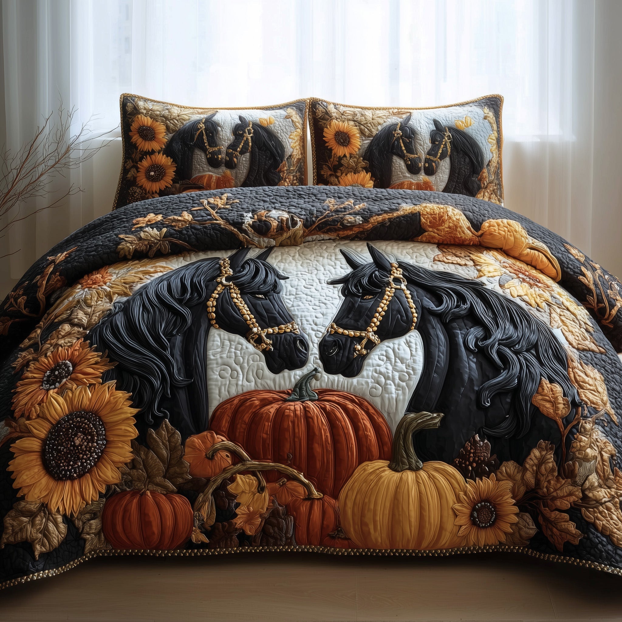 Autumn Pasture Gallop Quilted Bedding Set Soft & Smooth