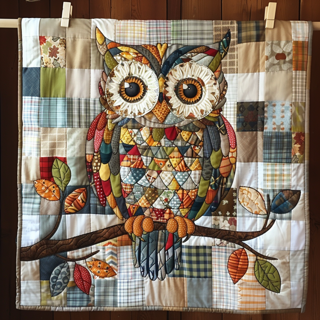 Autumn Patch Owl Quilted Blanket Gift For Owl Lover