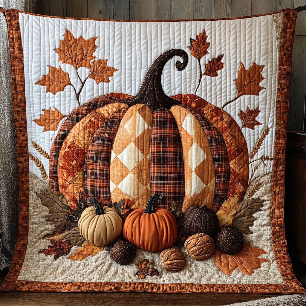 Autumn Patchwork Pumpkin Quilt Blanket King Size Blanket Daughter To Mum Gifts