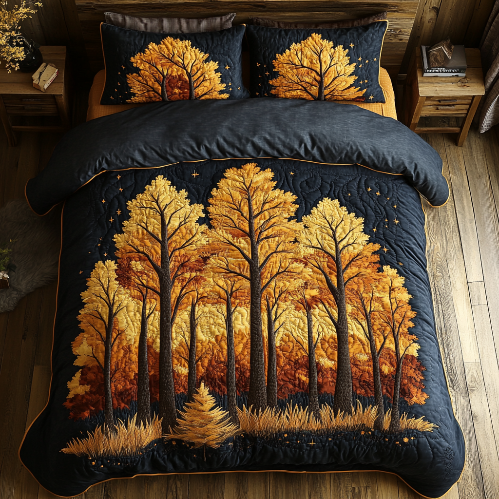 Autumn Path Quilted Bedding Set Aesthetic Room Decor Fall Autumn Gifts For Her