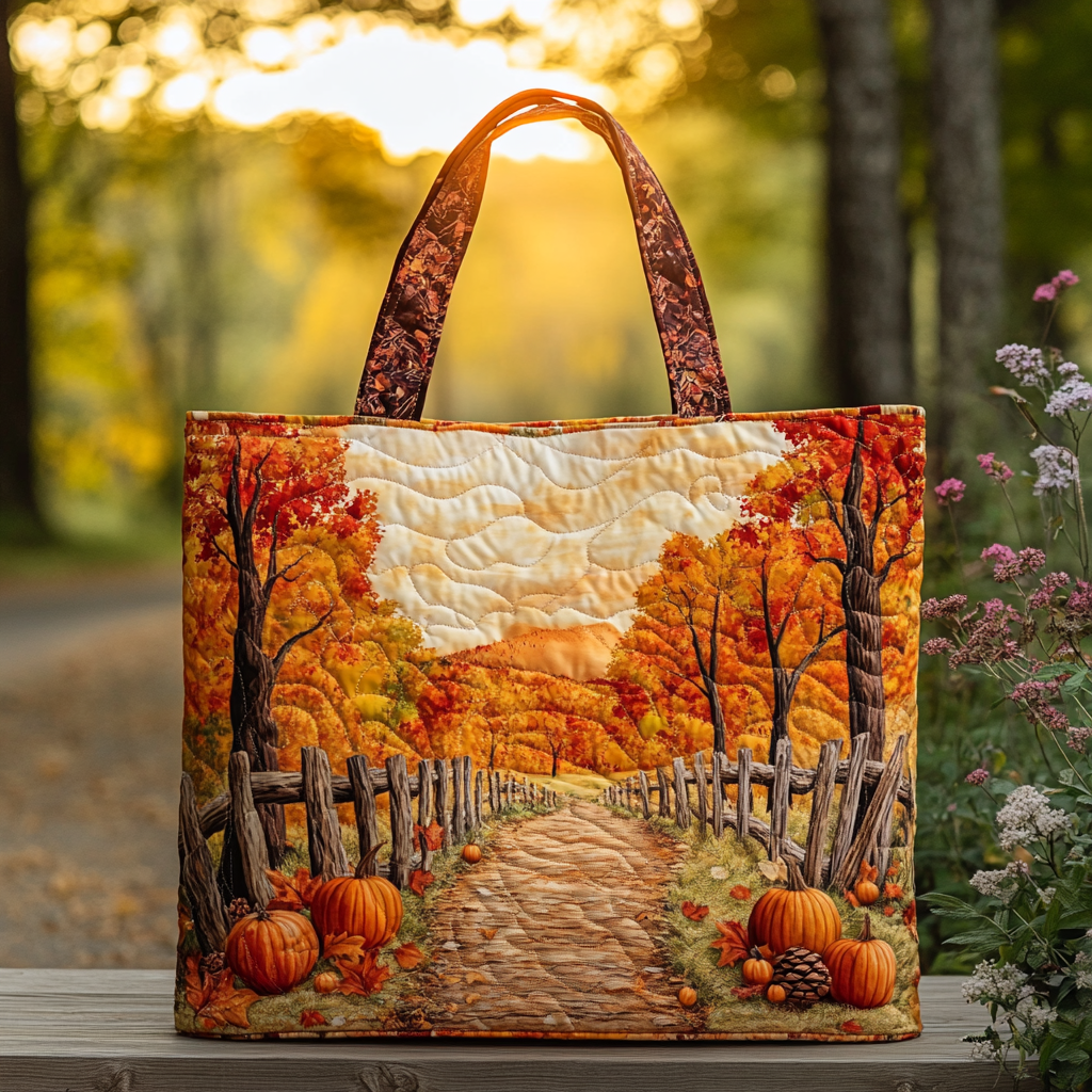 Autumn Path Quilted Tote Bag Gift For Mid Autumn Festival