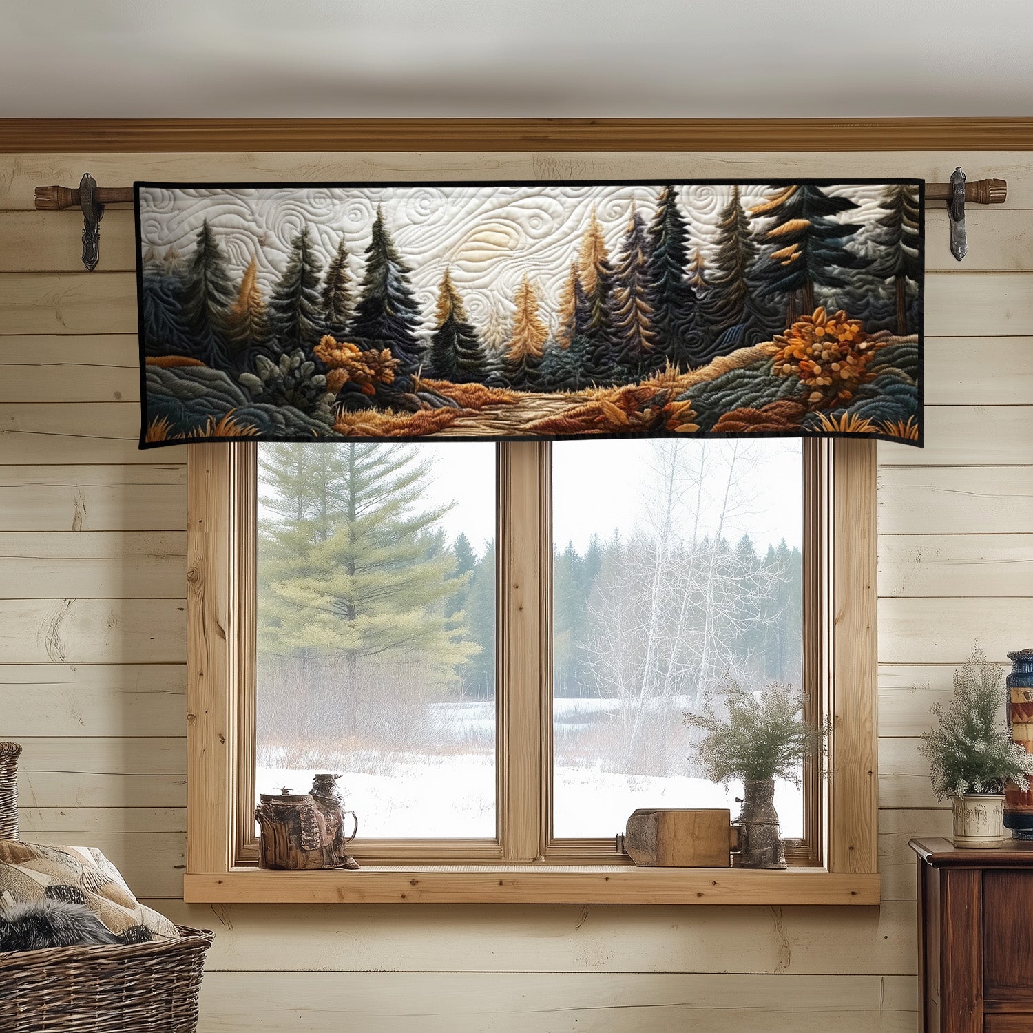 Autumn Pathway Glow Quilted Valance Home Front Door Design Forest Gift Shop