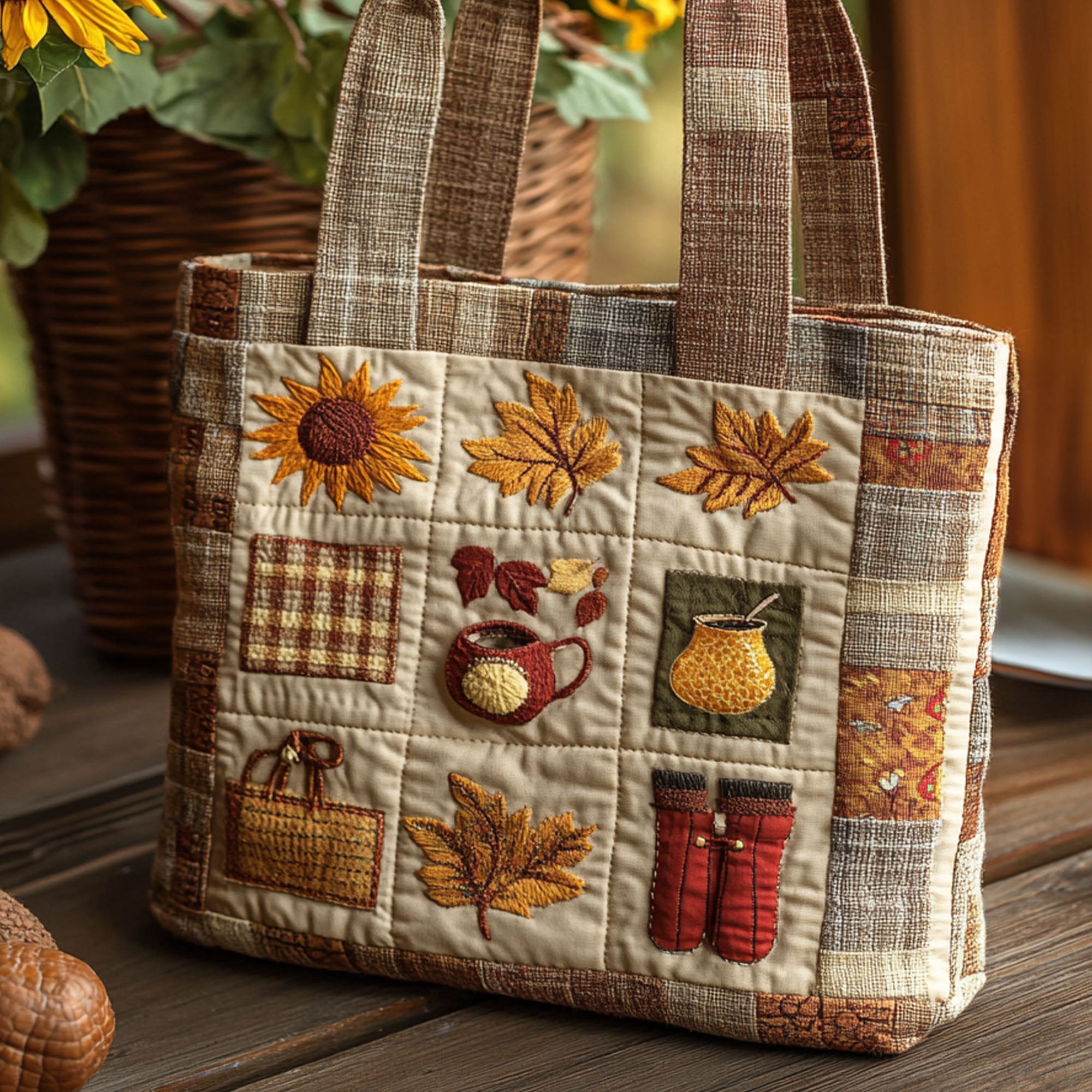 Autumn Pathways Quilted Tote Bag Fall Autumn Gifts For Him
